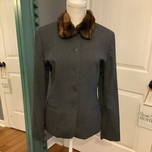 Lauren Ralph Lauren Blazer with Faux Mink Collar